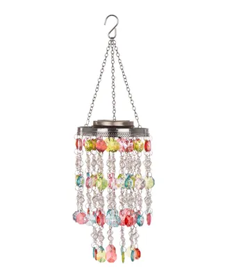 Glitzhome Solar Lighted Hanging Decor with Multicolored Acrylic Jewel Beads