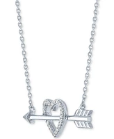 Heart and Arrow Diamond Pendant Necklace (1/10 ct. t.w.) in Sterling Silver, 16" + 2" extender