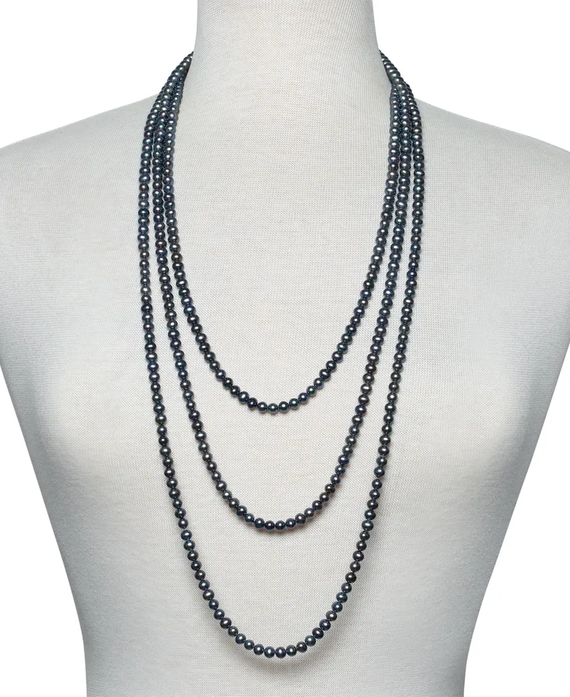 Dyed Black Cultured Freshwater Pearl (5mm) 100" Endless Strand Necklace