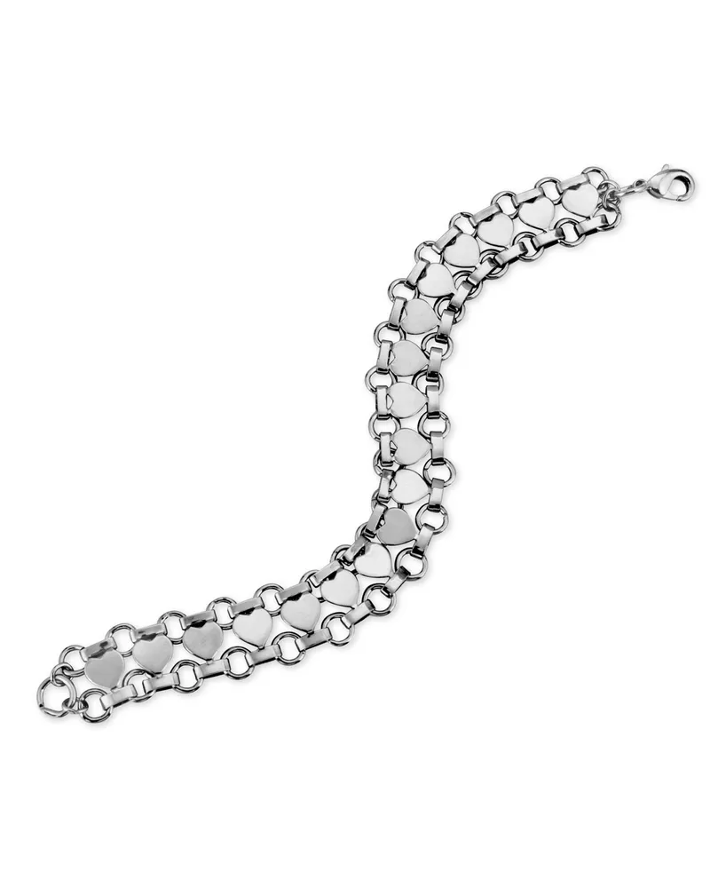 2028 Silver Tone Heart Link Bracelet - Silver