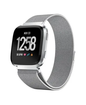 Posh Tech Unisex Fitbit Versa Silver-Tone Stainless Steel Watch Replacement Band - Silver