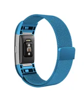 Posh Tech Unisex Fitbit Charge 2 Blue Stainless Steel Watch Replacement Band