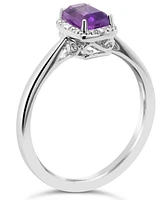 Gemstone and Diamond Accent Ring Sterling Silver