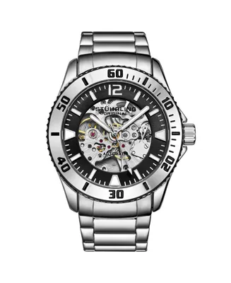 Stuhrling Men's Silver Tone Stainless Steel Bracelet Watch 44mm