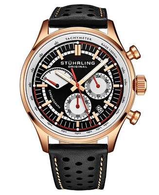 Stuhrling Men's Brown Leather Strap Watch 42mm