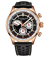 Stuhrling Men's Brown Leather Strap Watch 42mm