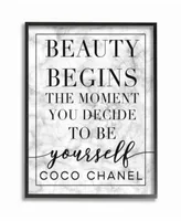 Stupell Industries Beauty Begins Once You Decide To Be Yourself White Marble Typography Framed Texturized Art Collection
