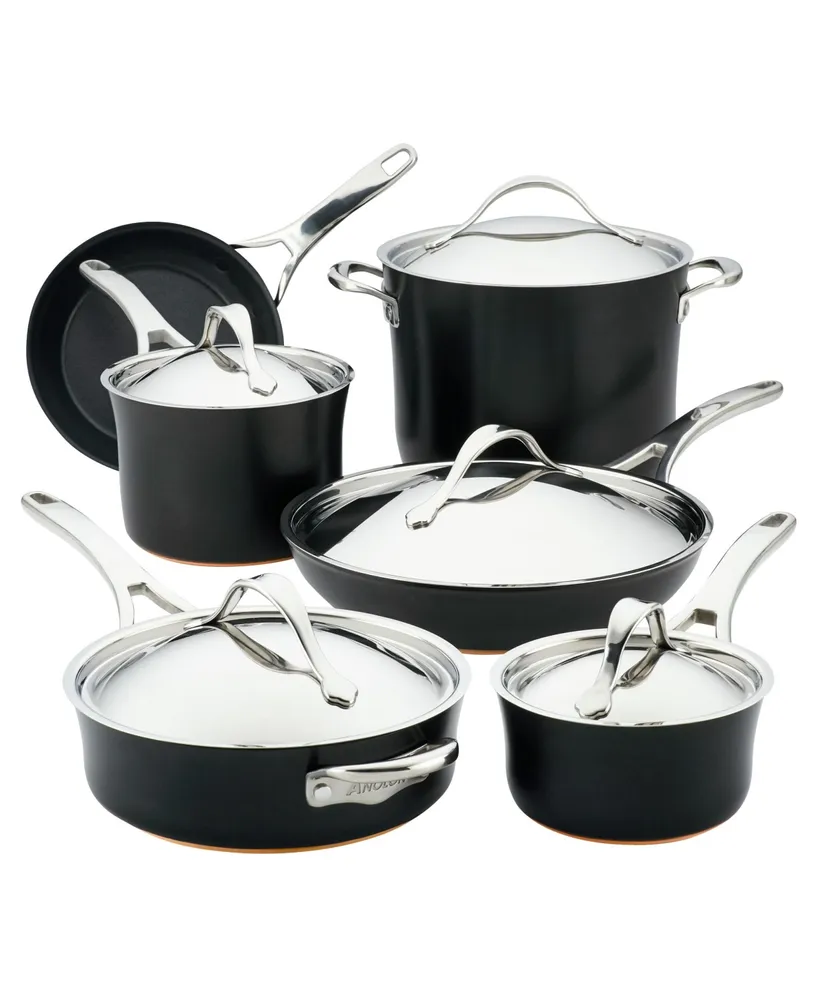 Anolon Nouvelle Copper Luxe Onyx Hard-Anodized Nonstick Cookware Set, 11 Piece