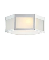 Moderno 15.75" Hexagon, Frosted Glass Led Flush Mount