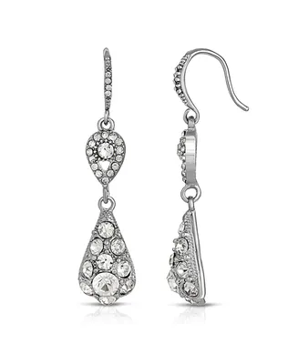 2028 Silver-Tone Crystal Drop Earrings