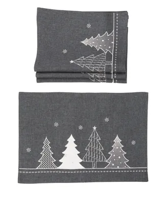 Manor Luxe Lovely Christmas Tree Embroidered Double Layer Placemats - Set of 4