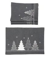 Manor Luxe Lovely Christmas Tree Embroidered Double Layer Placemats