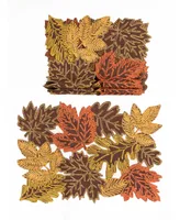 Manor Luxe Autumn Leaves Embroidered Cutwork Placemats