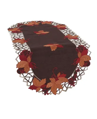 Manor Luxe Harvest Hues Embroidered Cutwork Fall Table Runner