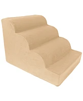 Home Base Pet Stairs, 4-Step Dog Steps for Bed and Couch, Soft Ramp Cats Dogs, High Density Foam Scalloped Design