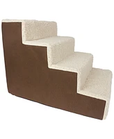 Home Base Dog Stairs 4-Step Pet Steps for Couch and High Bed, Non Slip, Density Sherpa Foam