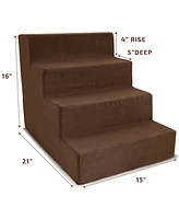 Home Base Dog Steps, 4-Step Pet Steps for Cats and Dogs for High Beds and Couch,+ High Density Foam Design