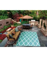 Long Street Looms Backyard BAC089 Aqua 7'9" x 10'10" Outdoor Area Rug