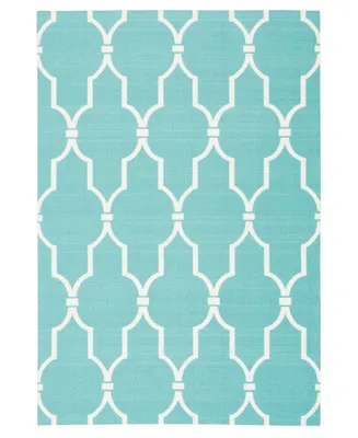 Long Street Looms Backyard BAC087 Aqua 5'3" x 7'5" Outdoor Area Rug