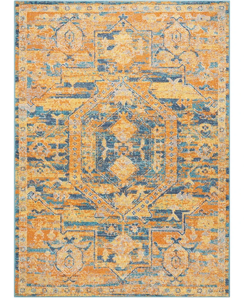 Long Street Looms Zeal ZEA07 Teal, Maize 3'9" x 5'9" Area Rug