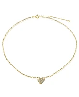 Cubic Zirconia Pave Heart Ankle Bracelet in 18K Gold-Plated Sterling Silver