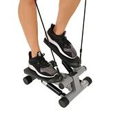 Sunny Health & Fitness Mini Stepper for Exercise Low-Impact Stair Step Cardio Equipment with Resistance Bands, Digital Monitor, Optional Twist Motion