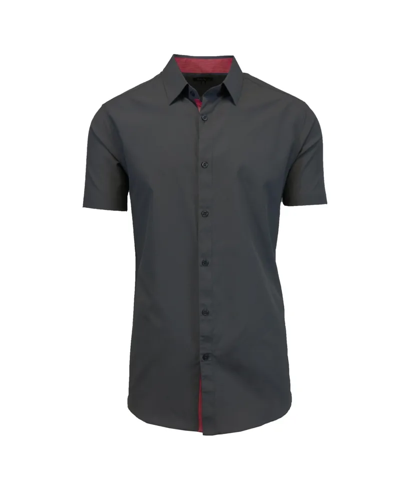 Galaxy By Harvic Men's Slim-Fit Short Sleeve Solid Dress Shirts
