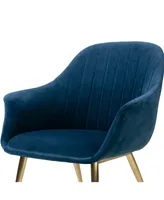 Glamour Home Angela Velvet Accent Chair with Metal Legs Stitching Accent