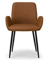 Glamour Home Set of 2 Alrik Arm Chair with Zigzag Stitching and Steel Legs