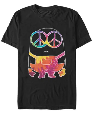 Fifth Sun Minions Men's Hippie Tie Dye Peace Sign Short Sleeve T-Shirt