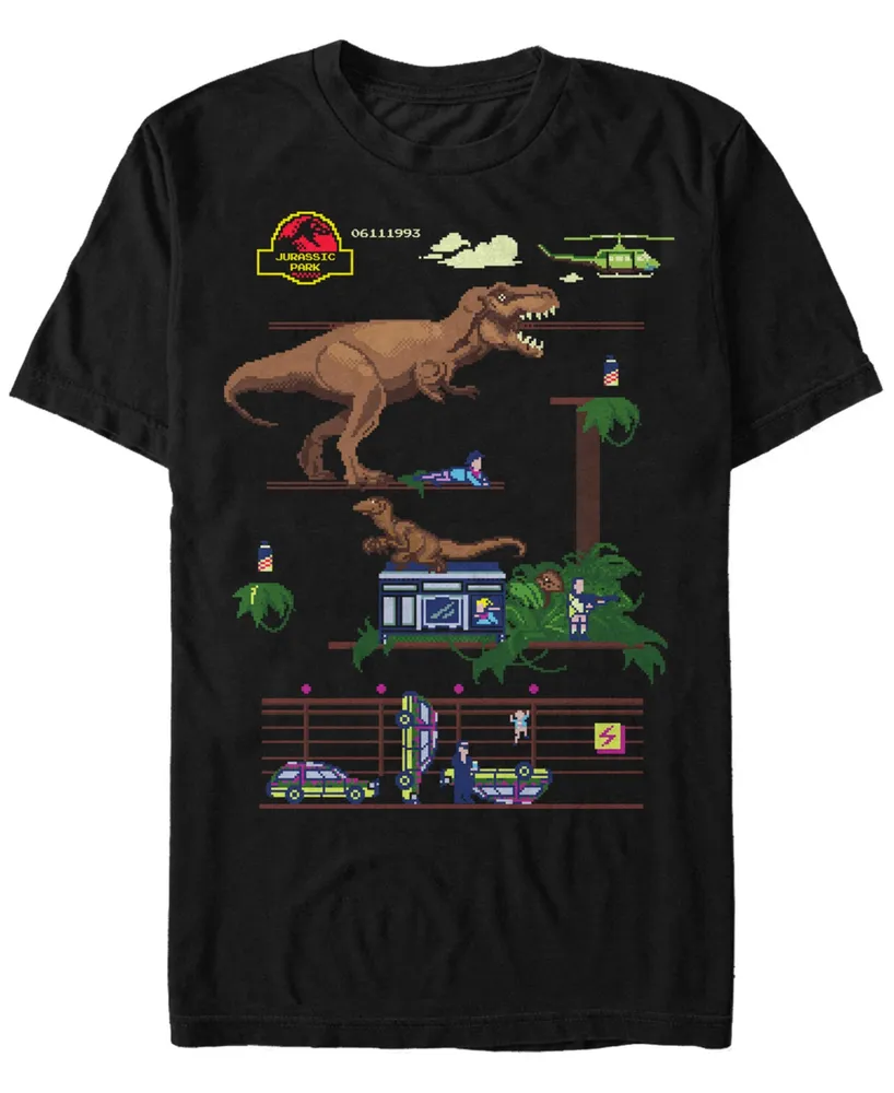 Fifth Sun Jurassic Park Men's Digital Video Game Scene Short Sleeve T-Shirt