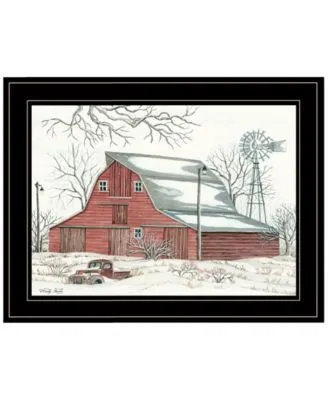 Trendy Decor 4u Winter Barn With Pickup Truck By Cindy Jacobs Ready To Hang Framed Print Collection