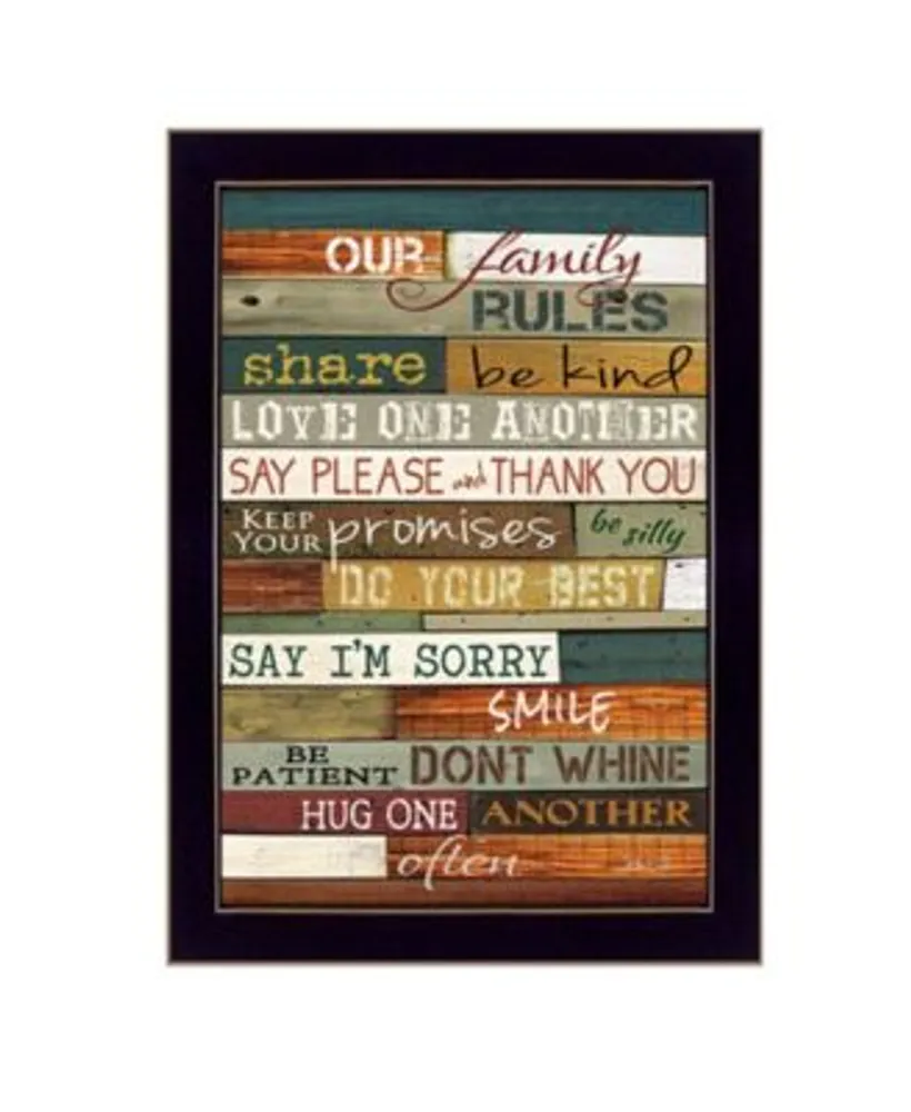 Trendy Decor 4u Our Family Rules By Marla Rae Printed Wall Art Ready To Hang Collection