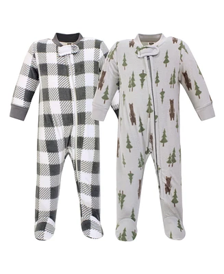 Hudson Baby Girls and Boys Forest Bear Fleece Sleep Play