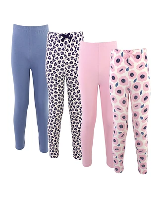 Touched by Nature Big Girls Youth Organic Cotton Leggings 4pk, Blossom, 7 Years