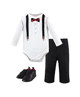 Little Treasure Baby Boy Cotton Bodysuit, Pant and Shoe 3pc Set, Lumberjack Bow Tie