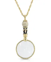 2028 Gold Tone River stone Semi Precious Magnifier 30" Pendant