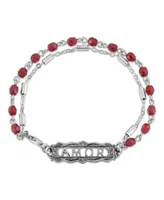 2028 Pewter Amor Beaded Chain Bracelet