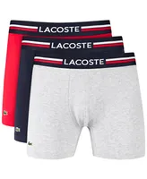 Lacoste Men's Stretch Boxer Brief Set, 3-Pack - Navy Blue, Silver