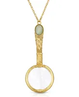 2028 Gold Tone Aventurine Semi Precious Magnifier 30" Pendant