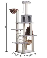 Armarkat Real Wood Cat Climber Play House, Lounge Basket - Silver