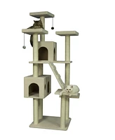 Armarkat B7701 Classic Real Wood Cat Tree In Ivory, Jackson Galaxy Approved, Multi Levels With Ramp, Three Perches, Two Condos