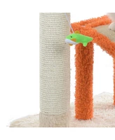 Armarkat X2101 Two-Level Platform Real Wood Scratcher W Sisal Carpet Ramp