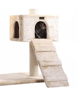 Armarkat Cats Natural Sisal Posts Tower, Real Wood Scratching Tree For Cats, 58inch Height Beige Condo A5801