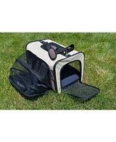 Armarkat AirlIne Approved Pet Carrier, Soft Sided Pet Travel Carrier 4 Sides Expandable Cat Carrier With Fleece Pad for Cats, Puppy and Small Dogs PC1