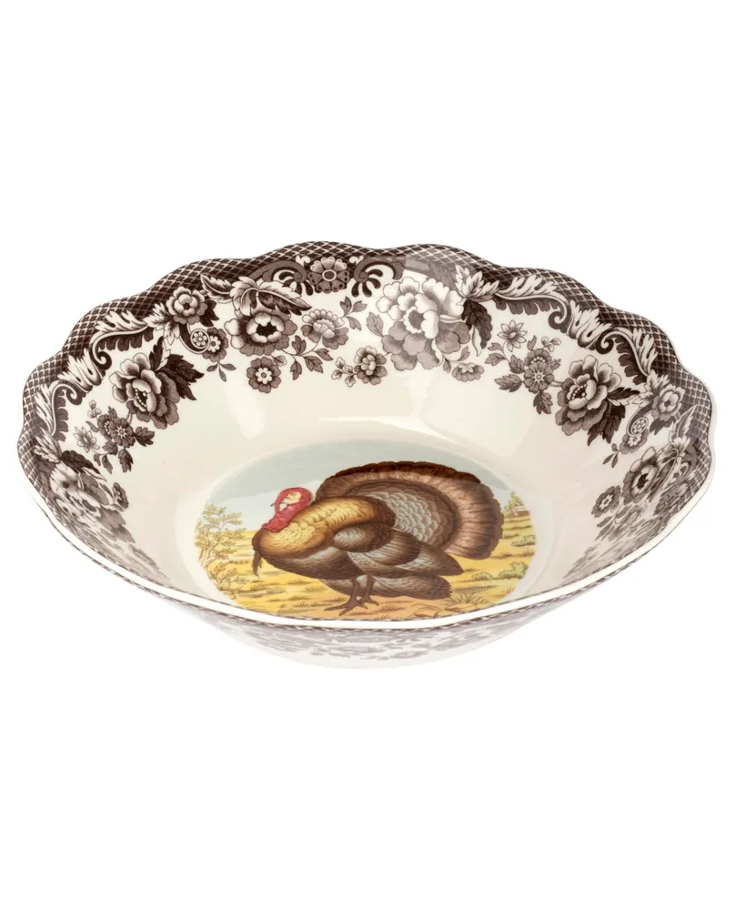 Spode Woodland Turkey Daisy Serving Bowl