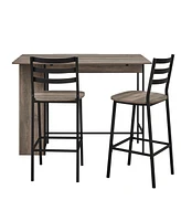 Walker Edison 3 Piece Drop Leaf Counter Table Set