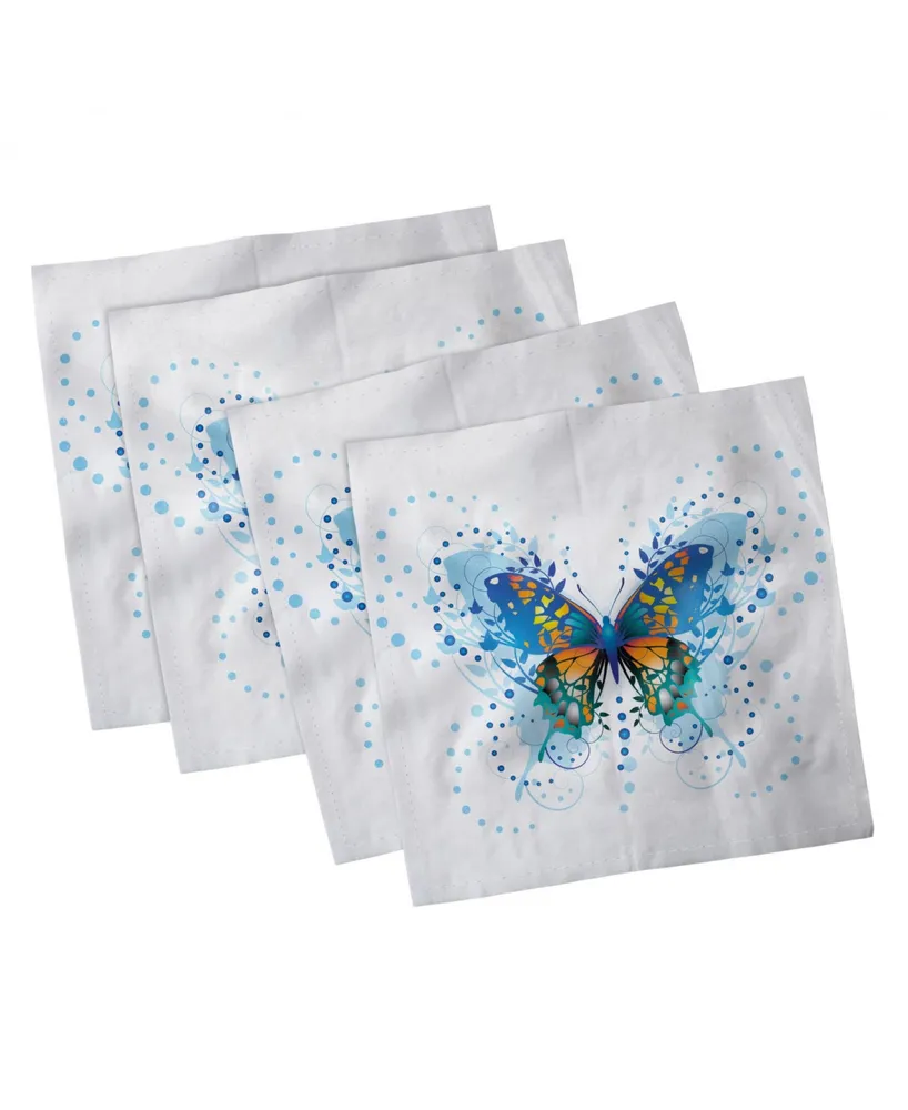 Ambesonne Swallowtail Butterfly Set of 4 Napkins, 12" x 12"