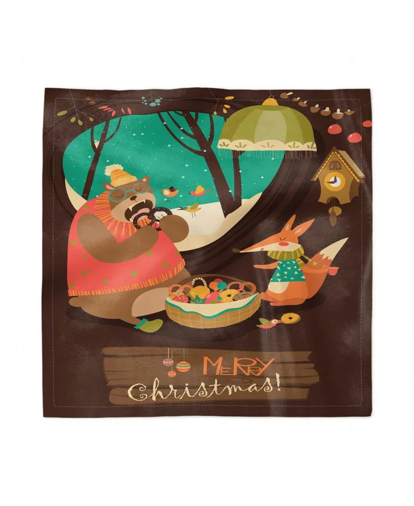 Ambesonne Forest Friends Set of 4 Napkins, 12" x 12"