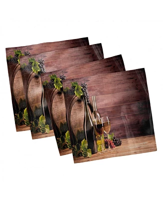 Ambesonne Wine Set of 4 Napkins